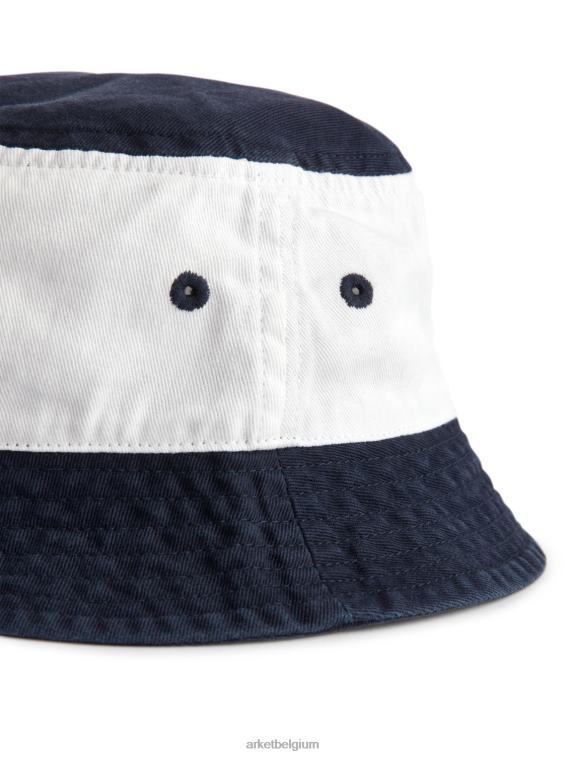 ARKET accessoires 0DXJP1626 donkerblauw/wit vissershoed met kleurvlakken kinderen - Image 3