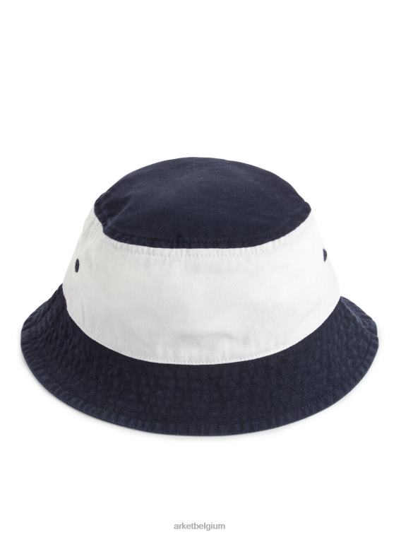 ARKET accessoires 0DXJP1626 donkerblauw/wit vissershoed met kleurvlakken kinderen - Image 1
