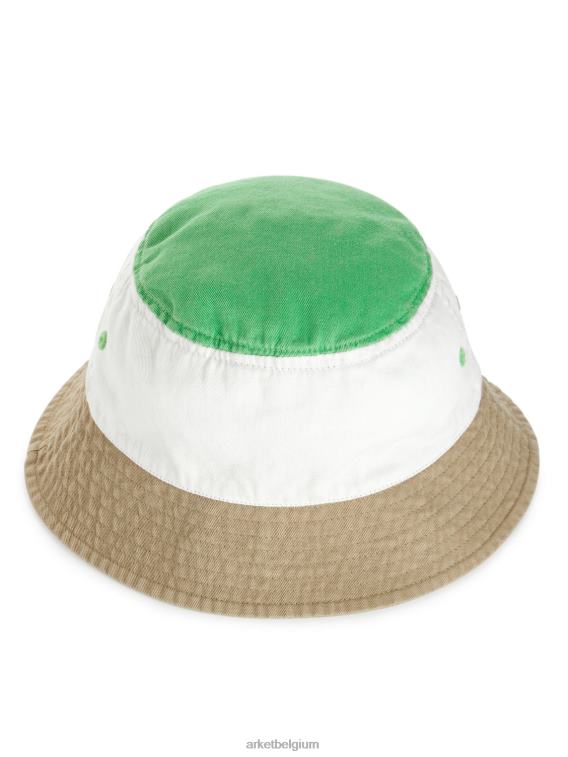 ARKET accessoires 0DXJP1630 groen/wit/beige vissershoed met kleurvlakken kinderen - Image 2