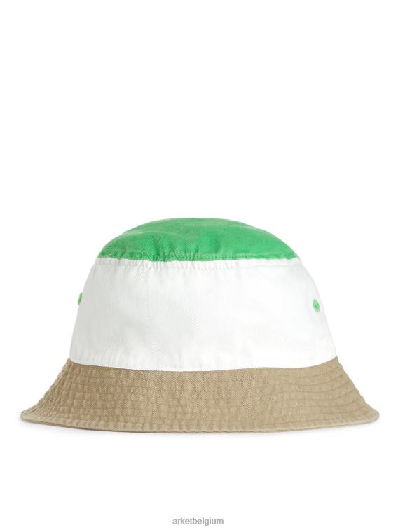 ARKET accessoires 0DXJP1630 groen/wit/beige vissershoed met kleurvlakken kinderen - Image 1
