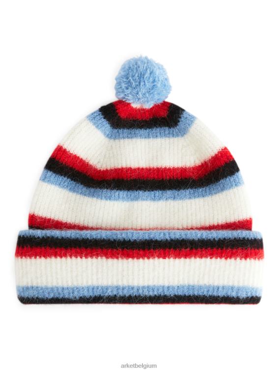 ARKET accessoires 0DXJP1641 wit/blauw/rood Pomponmuts van alpaca-merino kinderen - Image 1