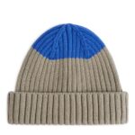 ARKET accessoires 0DXJP1776 blauw/beige ribgebreide babymuts kinderen