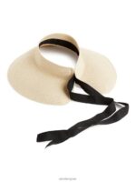ARKET accessoires 0DXJP824 beige/zwart zonnevizier van stro vrouwen - Image 2