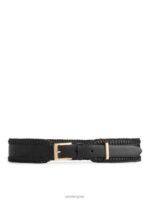 ARKET accessoires 0DXJP832 zwart leren riem met zweepsteek vrouwen - Image 2