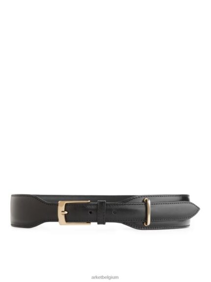 ARKET accessoires 0DXJP838 zwart leren riem met hoge taille vrouwen