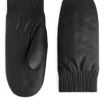 ARKET accessoires 0DXJP891 zwart gewatteerde leren wanten vrouwen
