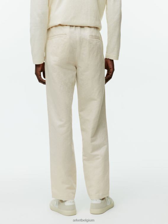 ARKET kleding 0DXJP1054 licht beige linnen broek met trekkoord Heren - Image 4