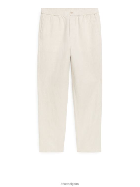 ARKET kleding 0DXJP1054 licht beige linnen broek met trekkoord Heren - Image 5