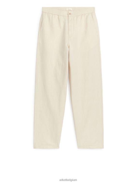 ARKET kleding 0DXJP1054 licht beige linnen broek met trekkoord Heren - Image 6