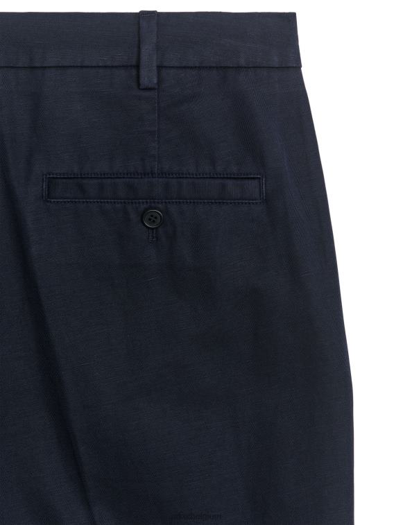 ARKET kleding 0DXJP1061 donkerblauw normale cropped katoen-linnen broek Heren - Image 2