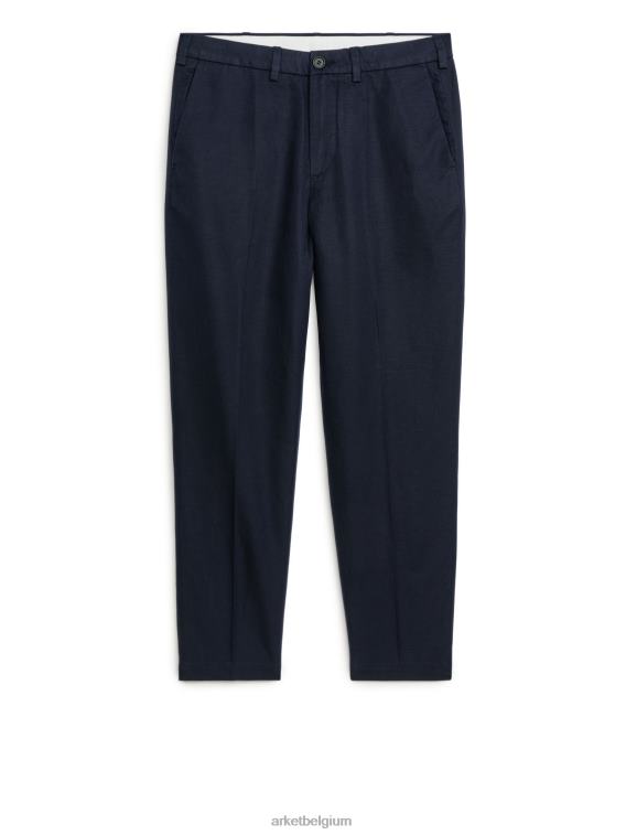 ARKET kleding 0DXJP1061 donkerblauw normale cropped katoen-linnen broek Heren - Image 1