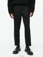 ARKET kleding 0DXJP1087 zwart cropped, taps toelopende wollen broek Heren - Image 2