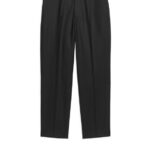 ARKET kleding 0DXJP1087 zwart cropped, taps toelopende wollen broek Heren