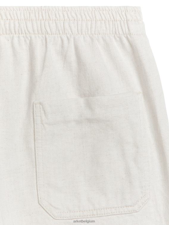 ARKET kleding 0DXJP1120 gebroken wit katoenen linnen korte broek met trekkoord Heren - Image 2