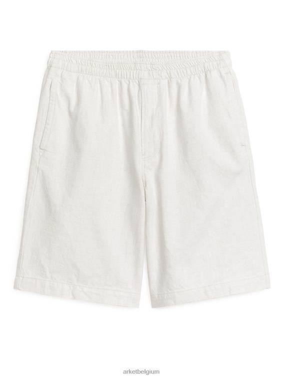 ARKET kleding 0DXJP1120 gebroken wit katoenen linnen korte broek met trekkoord Heren - Image 1