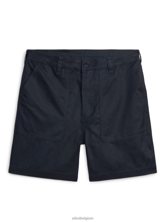 ARKET kleding 0DXJP1123 donkerblauw Utility-short van katoen en linnen Heren - Image 1