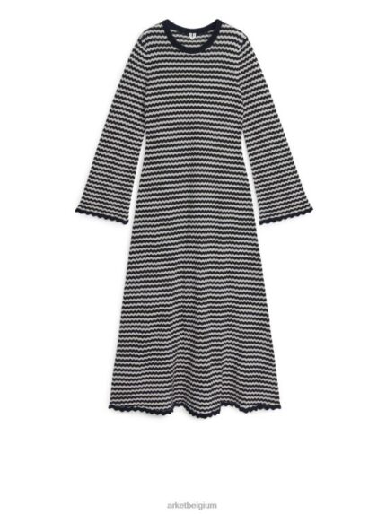 ARKET kleding 0DXJP132 gebroken wit/donkerblauw gebreide jurk vrouwen