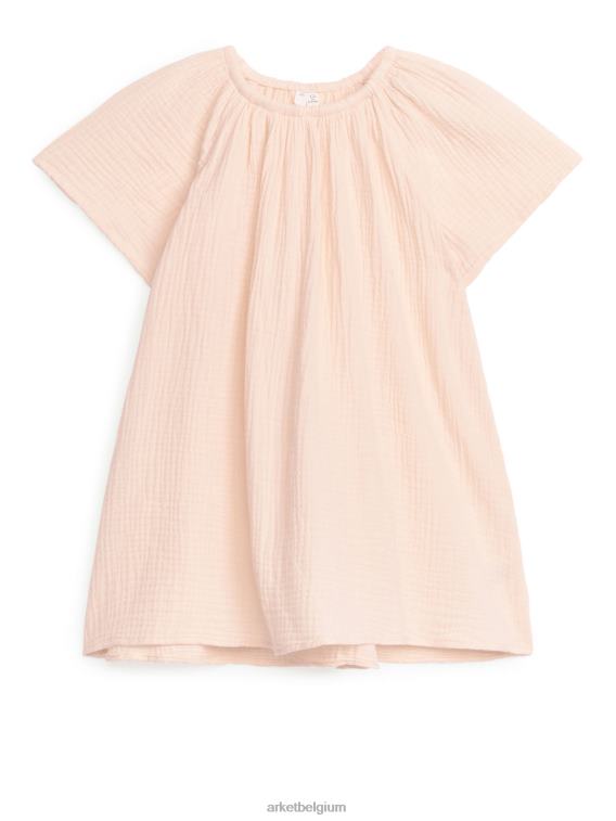 ARKET kleding 0DXJP1377 lichtoranje A-lijn jurk van kaasdoek kinderen - Image 1