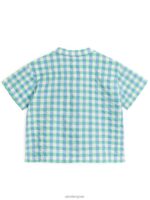 ARKET kleding 0DXJP1468 blauw/groen/ruit shirt met korte mouwen kinderen - Image 2