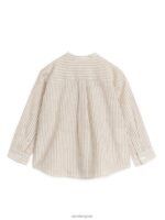 ARKET kleding 0DXJP1473 beige/gebroken wit henley linnen overhemd kinderen - Image 2