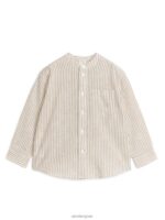 ARKET kleding 0DXJP1473 beige/gebroken wit henley linnen overhemd kinderen
