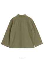 ARKET kleding 0DXJP1475 kaki groen relaxed katoen-linnen overshirt kinderen - Image 2