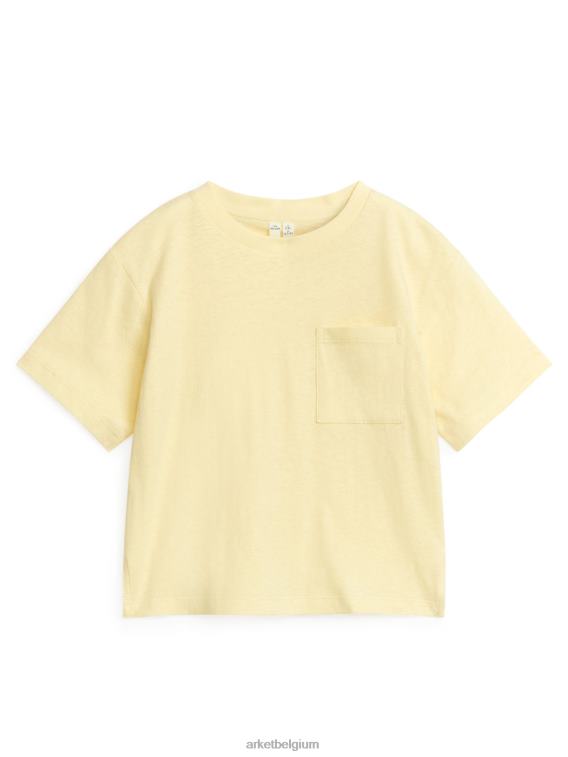 ARKET kleding 0DXJP1479 stoffig geel losvallend T-shirt van linnenmix kinderen - Image 1
