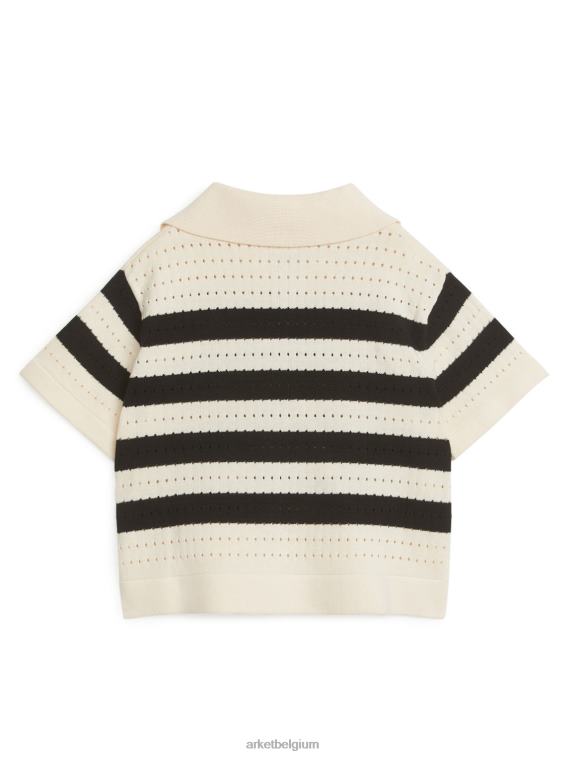 ARKET kleding 0DXJP1480 zwarte streep Pointelle-trui met korte mouwen kinderen - Image 2