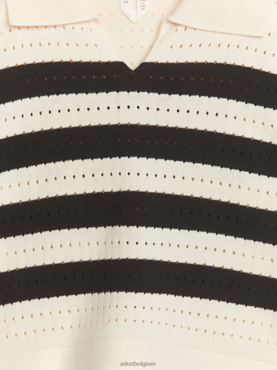 ARKET kleding 0DXJP1480 zwarte streep Pointelle-trui met korte mouwen kinderen - Image 3