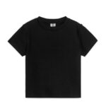 ARKET kleding 0DXJP1486 gebroken zwart getailleerd geribd t-shirt kinderen