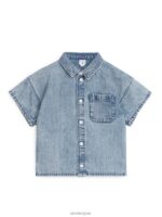 ARKET kleding 0DXJP1495 stoffig blauw spijkerblouse met korte mouwen kinderen