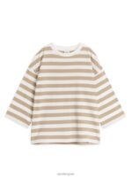 ARKET kleding 0DXJP1499 beige/strepen oversized t-shirt met lange mouwen kinderen