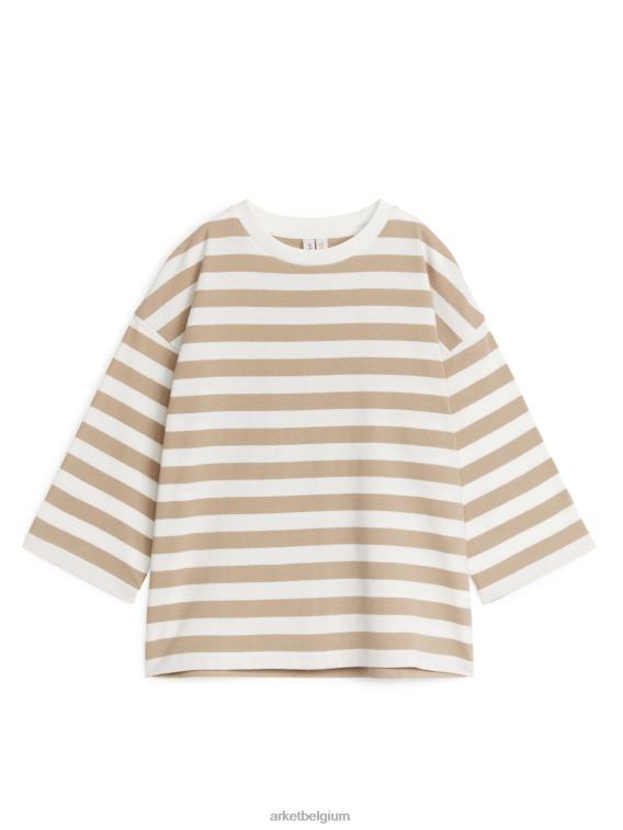 ARKET kleding 0DXJP1499 beige/strepen oversized t-shirt met lange mouwen kinderen - Image 1