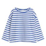 ARKET kleding 0DXJP1513 wit/helderblauw oversized t-shirt met lange mouwen kinderen