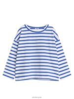 ARKET kleding 0DXJP1513 wit/helderblauw oversized t-shirt met lange mouwen kinderen
