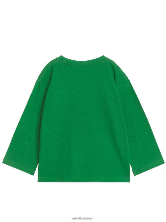 ARKET kleding 0DXJP1526 groente T-shirt van linnenmix met lange mouwen kinderen - Image 2