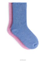 ARKET kleding 0DXJP1593 roze blauw glittersokken, 2 paar kinderen