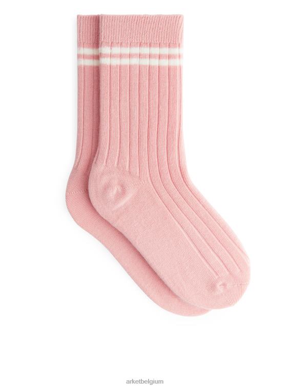 ARKET kleding 0DXJP1615 roze/wit Set van 2 ribgebreide sokken kinderen - Image 1