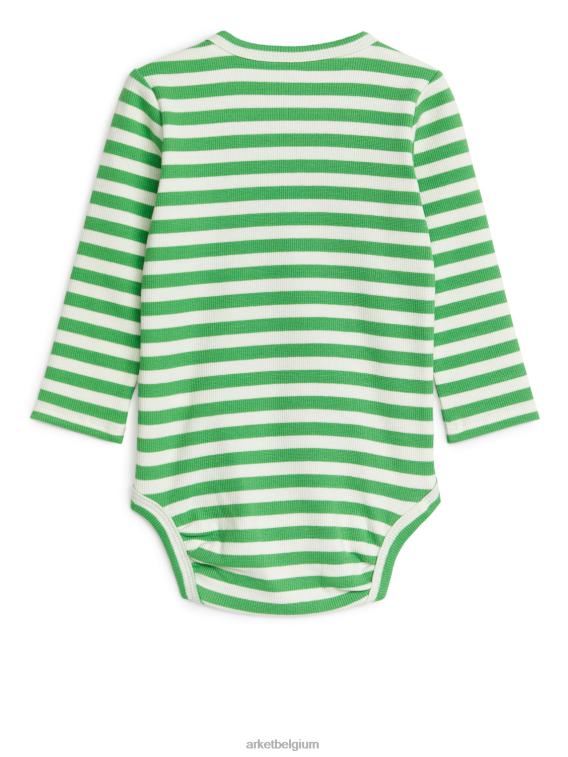 ARKET kleding 0DXJP1712 groen Wit geribde bodysuit met lange mouwen kinderen - Image 2