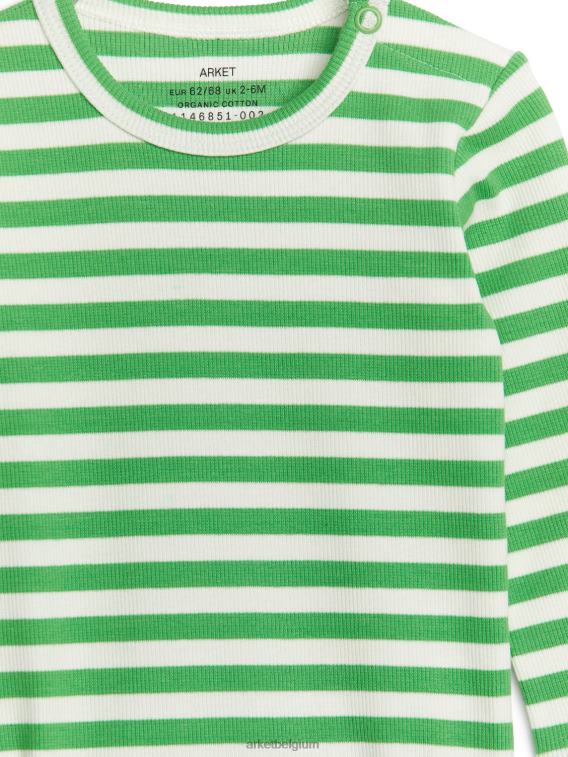 ARKET kleding 0DXJP1712 groen Wit geribde bodysuit met lange mouwen kinderen - Image 3