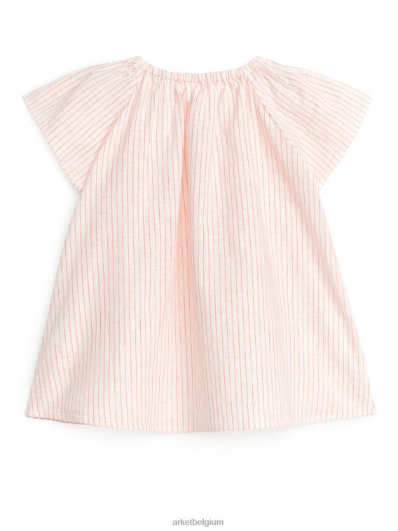 ARKET kleding 0DXJP1720 gebroken wit/oranje linnen katoenen jurk kinderen - Image 2
