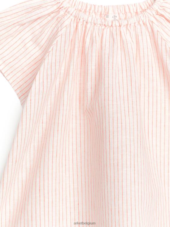 ARKET kleding 0DXJP1720 gebroken wit/oranje linnen katoenen jurk kinderen - Image 3