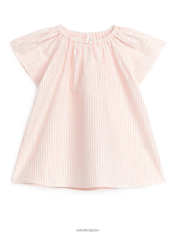 ARKET kleding 0DXJP1720 gebroken wit/oranje linnen katoenen jurk kinderen - Image 1