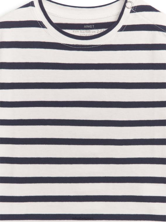 ARKET kleding 0DXJP1723 donkerblauw/wit T-shirt met korte mouwen kinderen - Image 3
