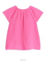 ARKET kleding 0DXJP1739 roze korte jurk van kaasdoek kinderen - Image 2