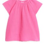 ARKET kleding 0DXJP1739 roze korte jurk van kaasdoek kinderen