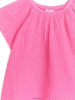 ARKET kleding 0DXJP1739 roze korte jurk van kaasdoek kinderen - Image 3