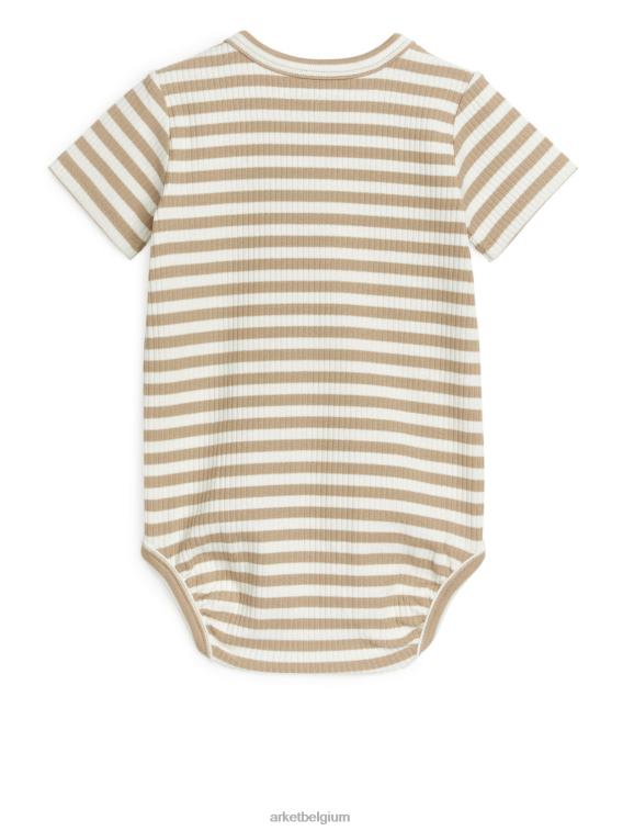 ARKET kleding 0DXJP1750 beige/gebroken wit katoenen bodysuit met korte mouwen kinderen - Image 2