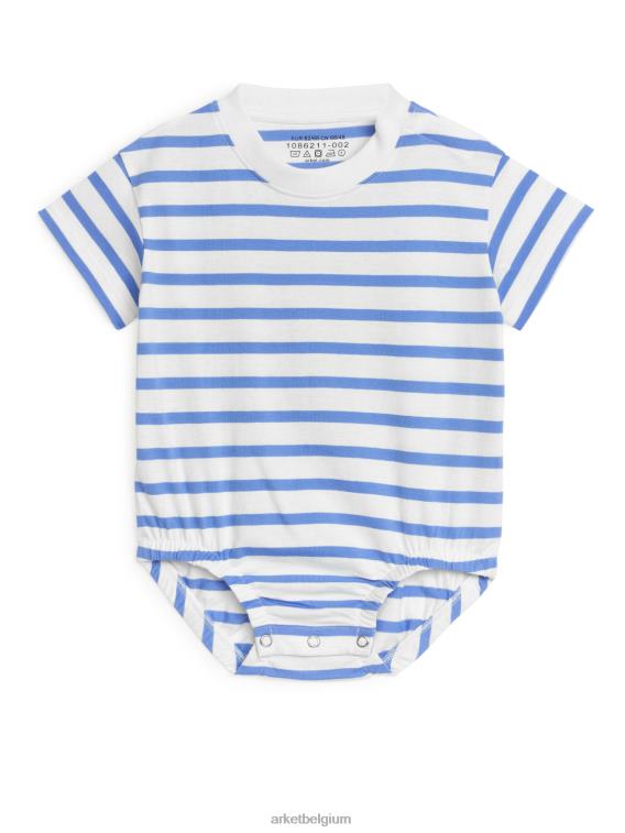 ARKET kleding 0DXJP1751 blauw Wit jersey rompertje met korte mouwen kinderen - Image 1