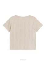 ARKET kleding 0DXJP1759 beige geribbeld t-shirt kinderen - Image 2